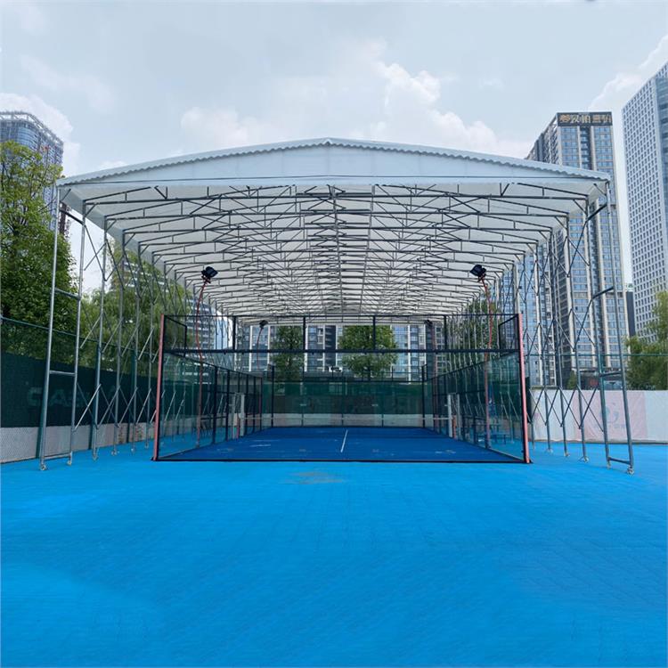 清远智能电动伸缩雨棚价格 网球场挡雨棚 欣兴旺钢结构工程