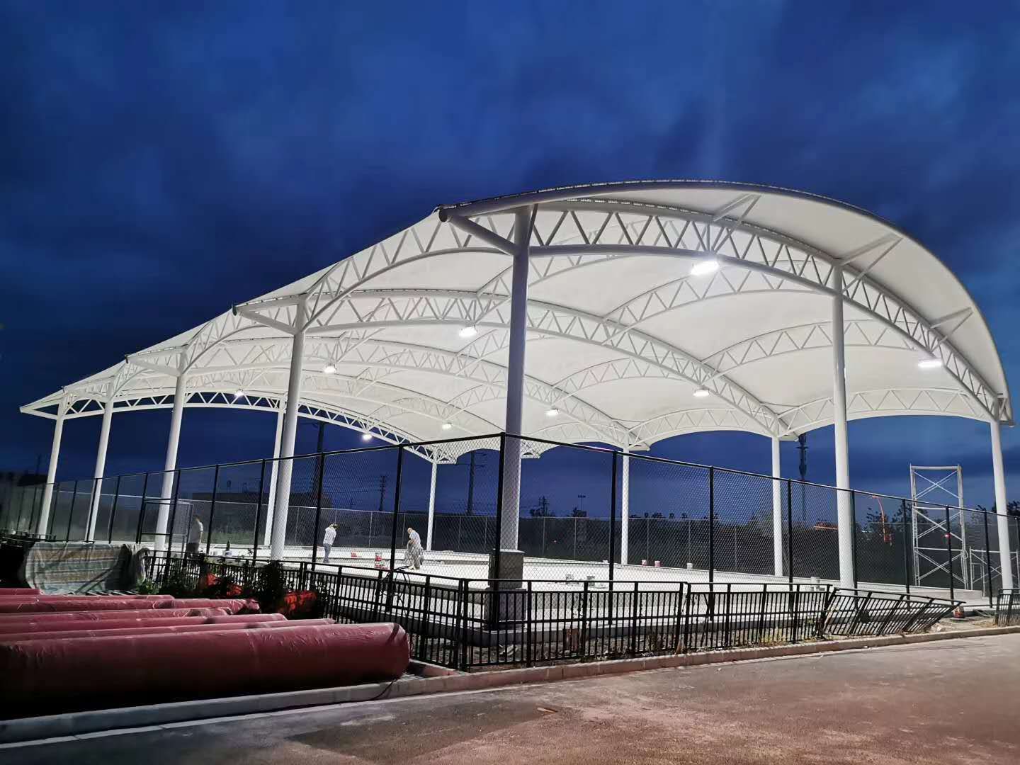 体育看台场膜结构 篮球场张拉膜 球场遮阳棚 免费设计安装