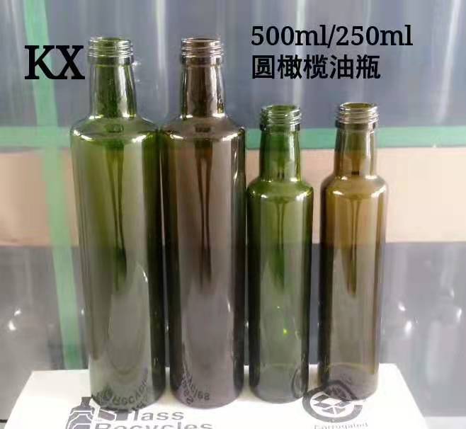 徐州玻璃瓶厂家供应墨绿色玻璃橄榄油瓶配套胶冒瓶盖