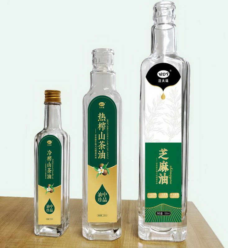 徐州玻璃瓶厂家供应玻璃核桃油瓶配套胶冒瓶盖
