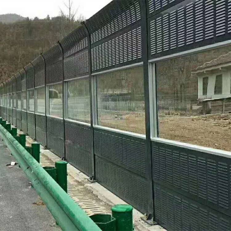 高速公路消音墙 小区外墙吸音板 铝板圆孔隔声屏障生产
