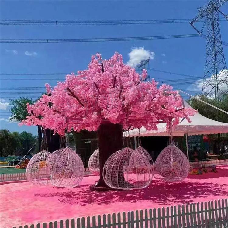 景区郊**态园文旅项目 电动编织吊篮秋千 网红旋转樱花树