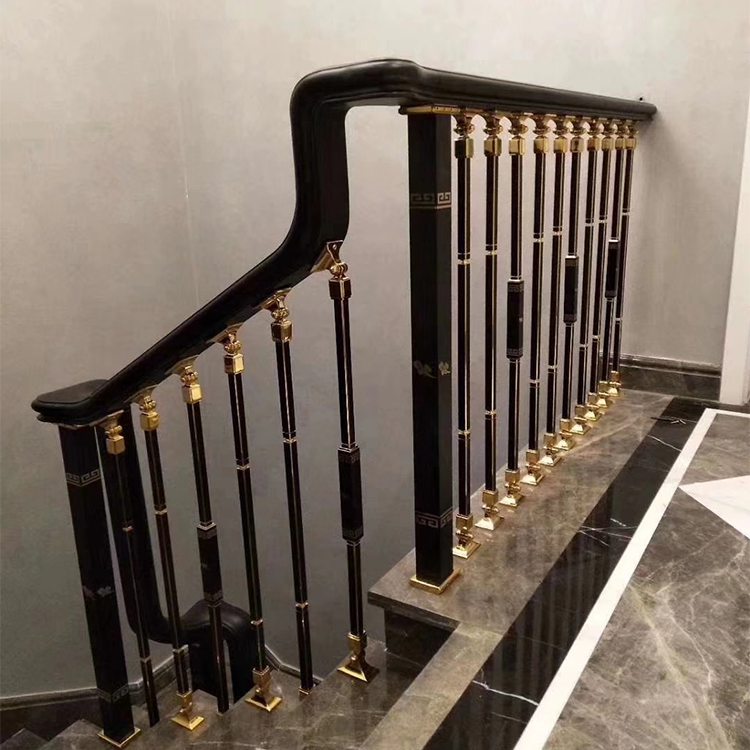 西 安新中式欧式订做风格镀金装饰铝板楼梯扶手栏杆