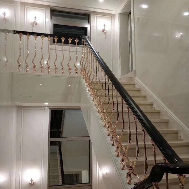西 安新中式欧式订做风格镀金装饰铝板楼梯扶手栏杆