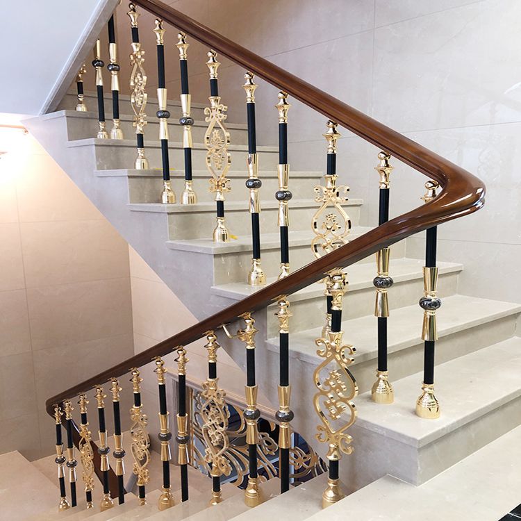 豪华大气室内装饰 流行艺术铝铜楼梯护栏扶手订做