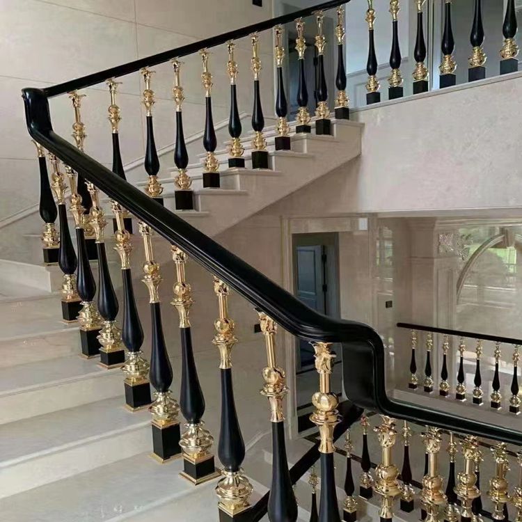 時尚中式雕刻鏤空樓梯欄桿扶手 別墅室內安金屬鋁藝護欄