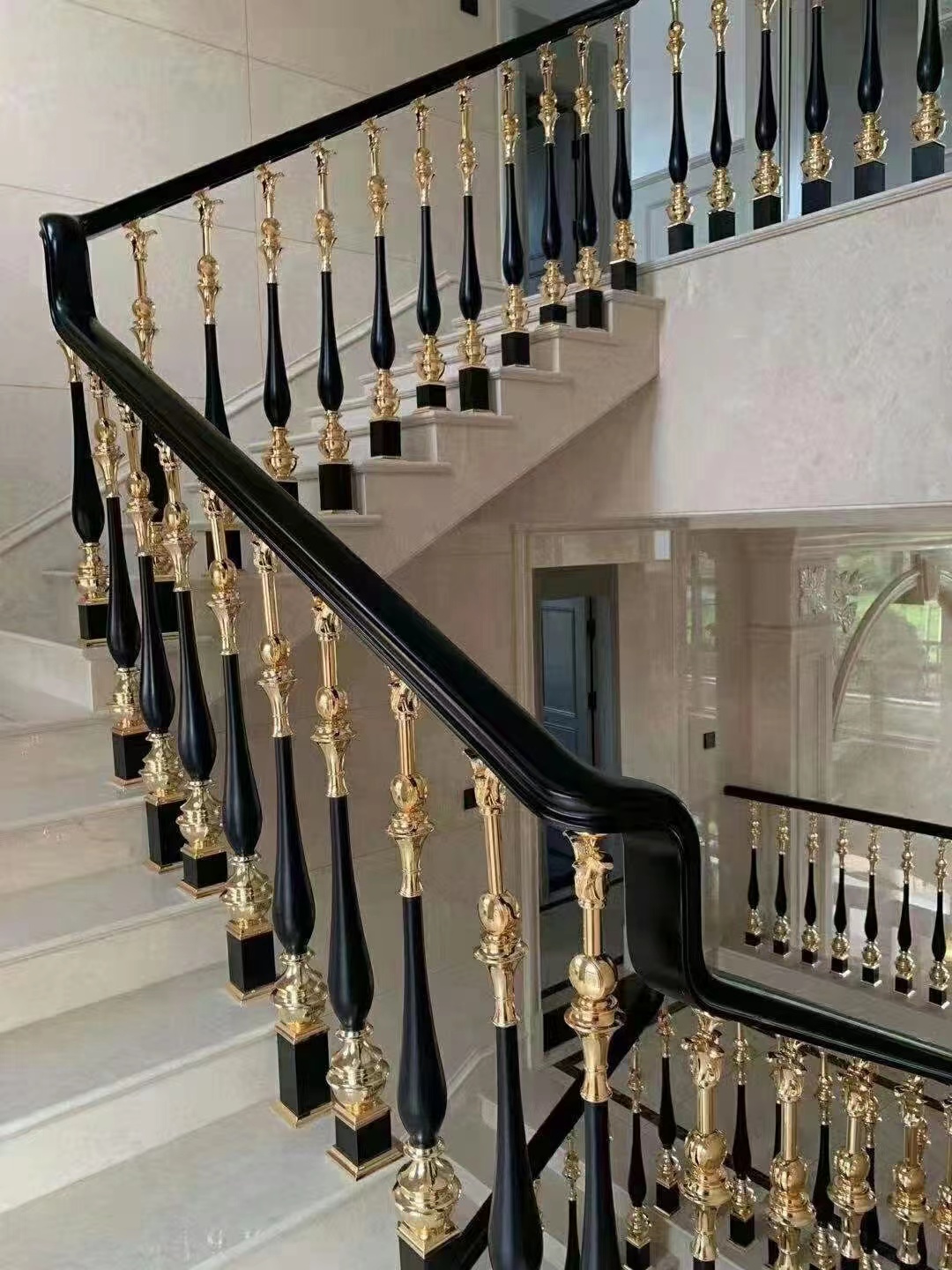 称 多低奢艺术新中式铝艺楼梯扶手别墅装修 客厅安装