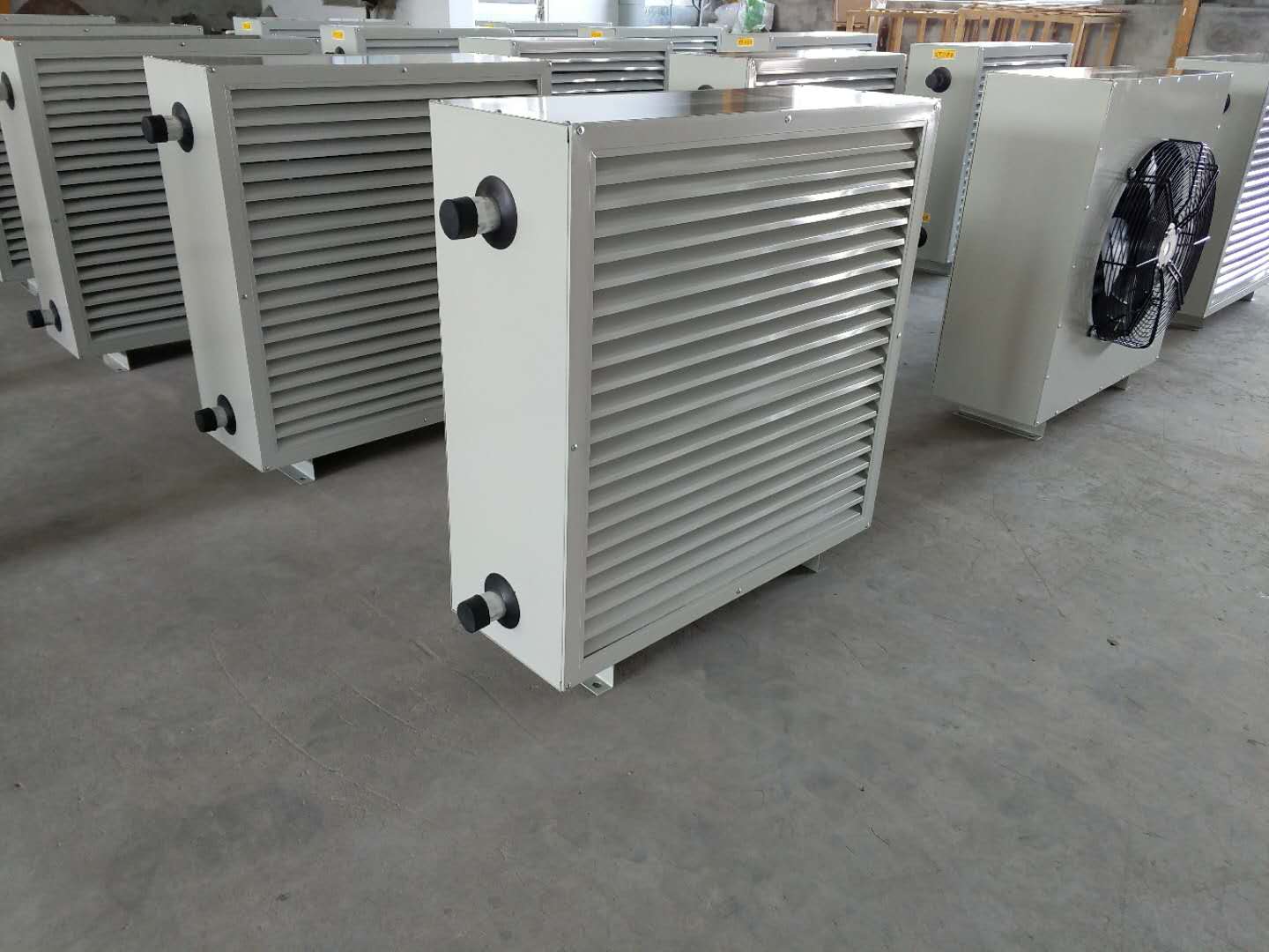 四川乐山市 蒸汽热水暖风机 大棚养殖蒸汽热水型电热商用车间取暖器
