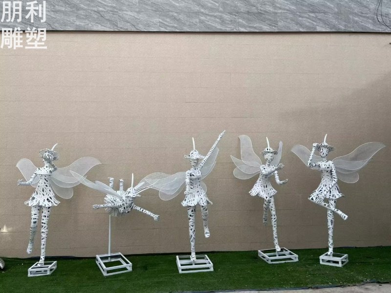 批发幼儿园蝴蝶女神雕塑体系 装饰女神 镂空玻璃钢蝴蝶雕塑生产
