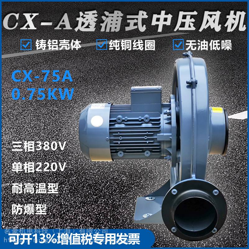 CX-125离心风机2.2KW中压鼓风机铝合金透浦式高端风机