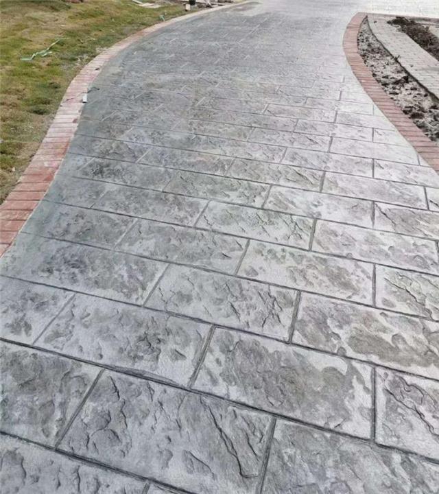 广州大学城铺装仿石砖压花路面 环保地坪施工材料供应