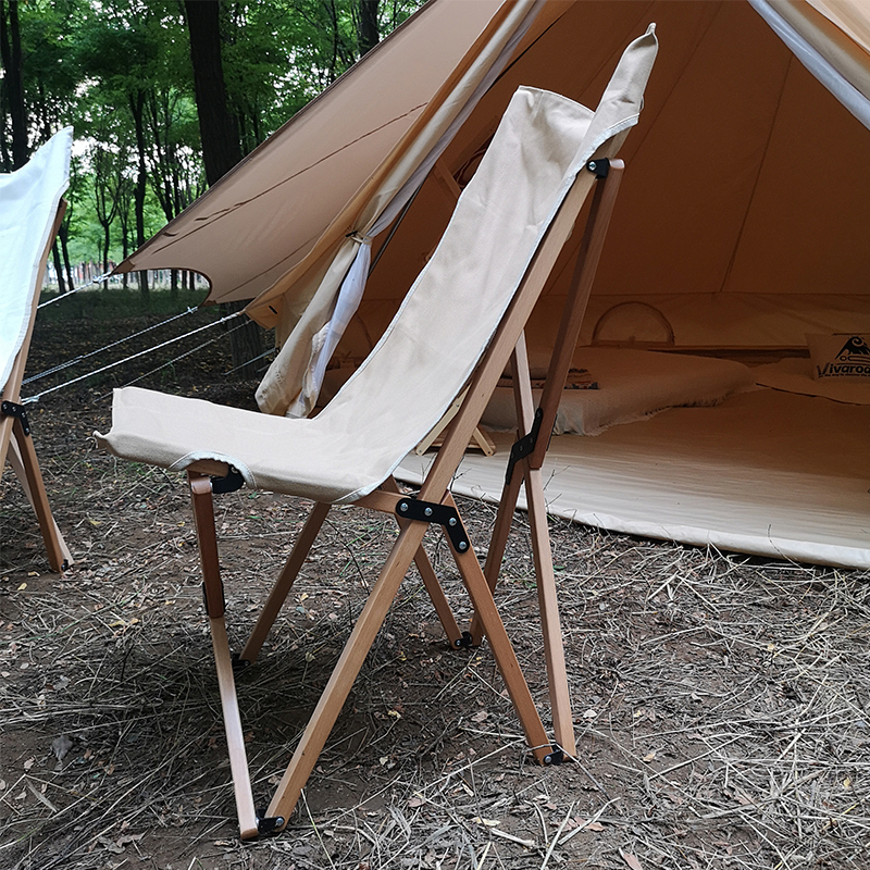 Vivaroad长路户外榉木实木折叠椅便携一体式蝴蝶椅高椅背家具