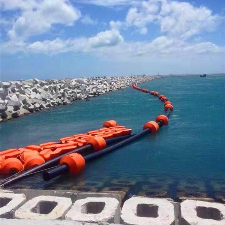 橘色水面管线警戒浮漂 海上输油管浮撑 HDPE橡塑管道浮体