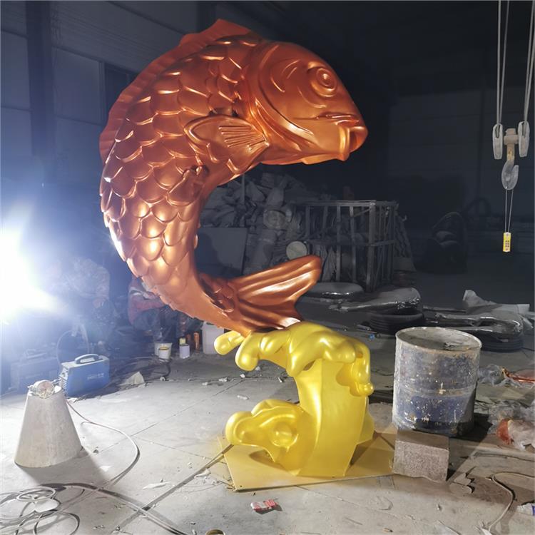 不锈钢鲤鱼跃龙门雕塑-鲤鱼雕像-加工厂家