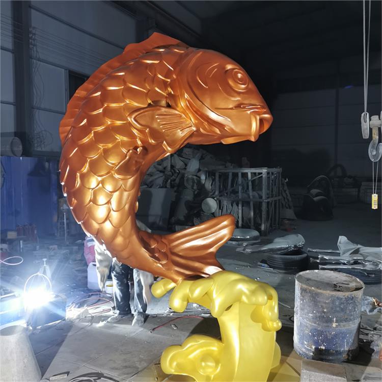 定制厂家-不锈钢鲤鱼跃龙门雕塑-鲤鱼雕像