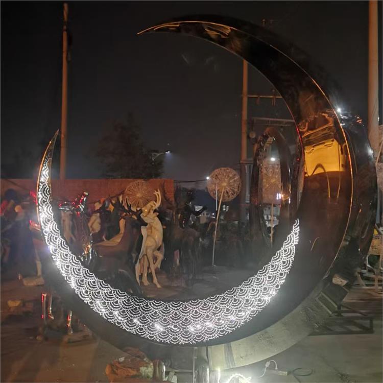 不锈钢镂空圆圈雕塑 月亮不锈钢雕塑 加工厂家