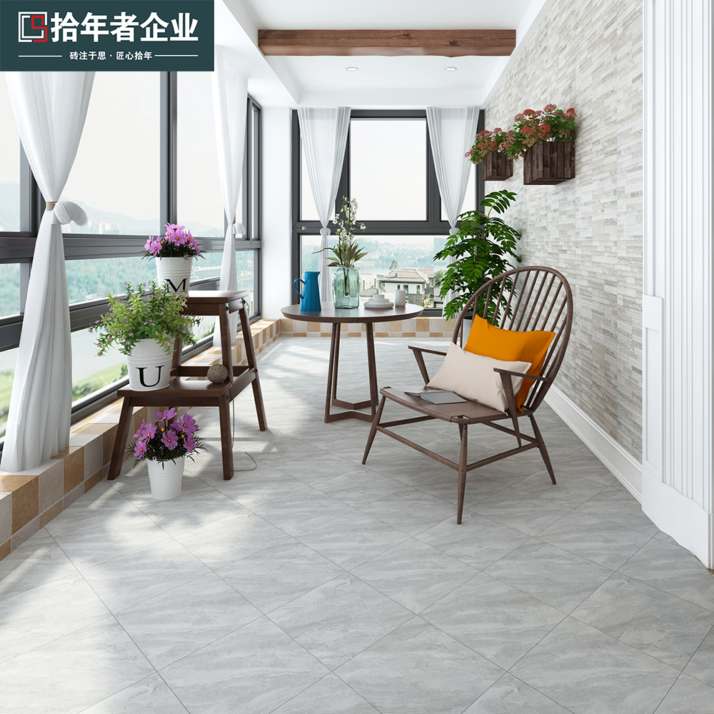 现代简约灰色小地砖300x300厨房卫生间哑光防滑地砖阳台花园瓷砖