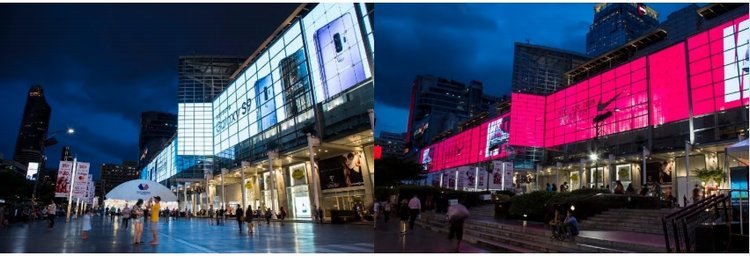 泰国曼谷户外广告中心， 曼谷世界中心商场LED屏广告投放