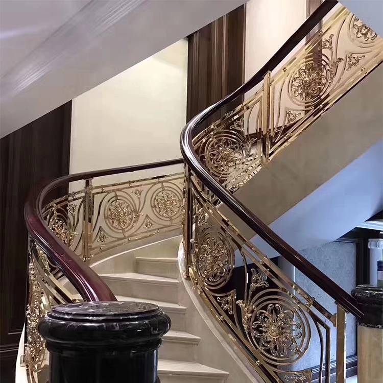 歐式風格黑鈦金邊樓梯裝飾 定做金屬鋁藝護欄