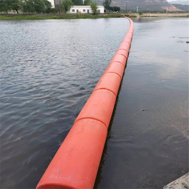 pe橘色海上浮攔裝置 水庫擋渣浮排漂浮桶