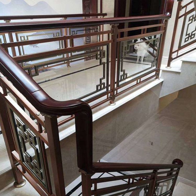 亮面艺术雕刻镂空栏杆扶手 简约中式雕花楼梯护栏
