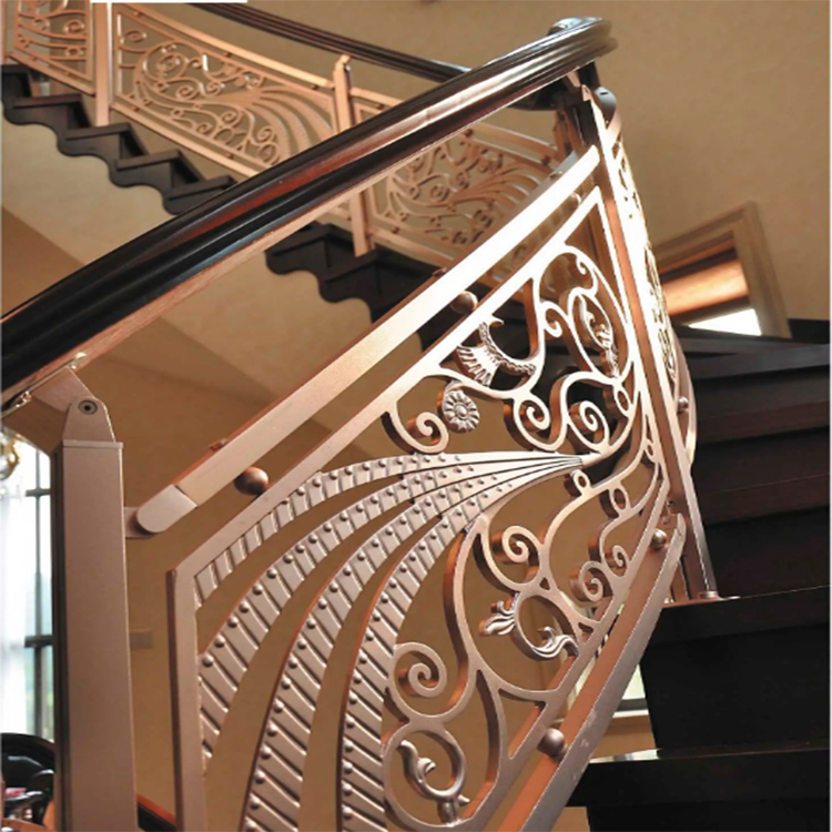 铝艺栏杆现代装饰 铜楼梯扶手触摸得到的匠心工艺
