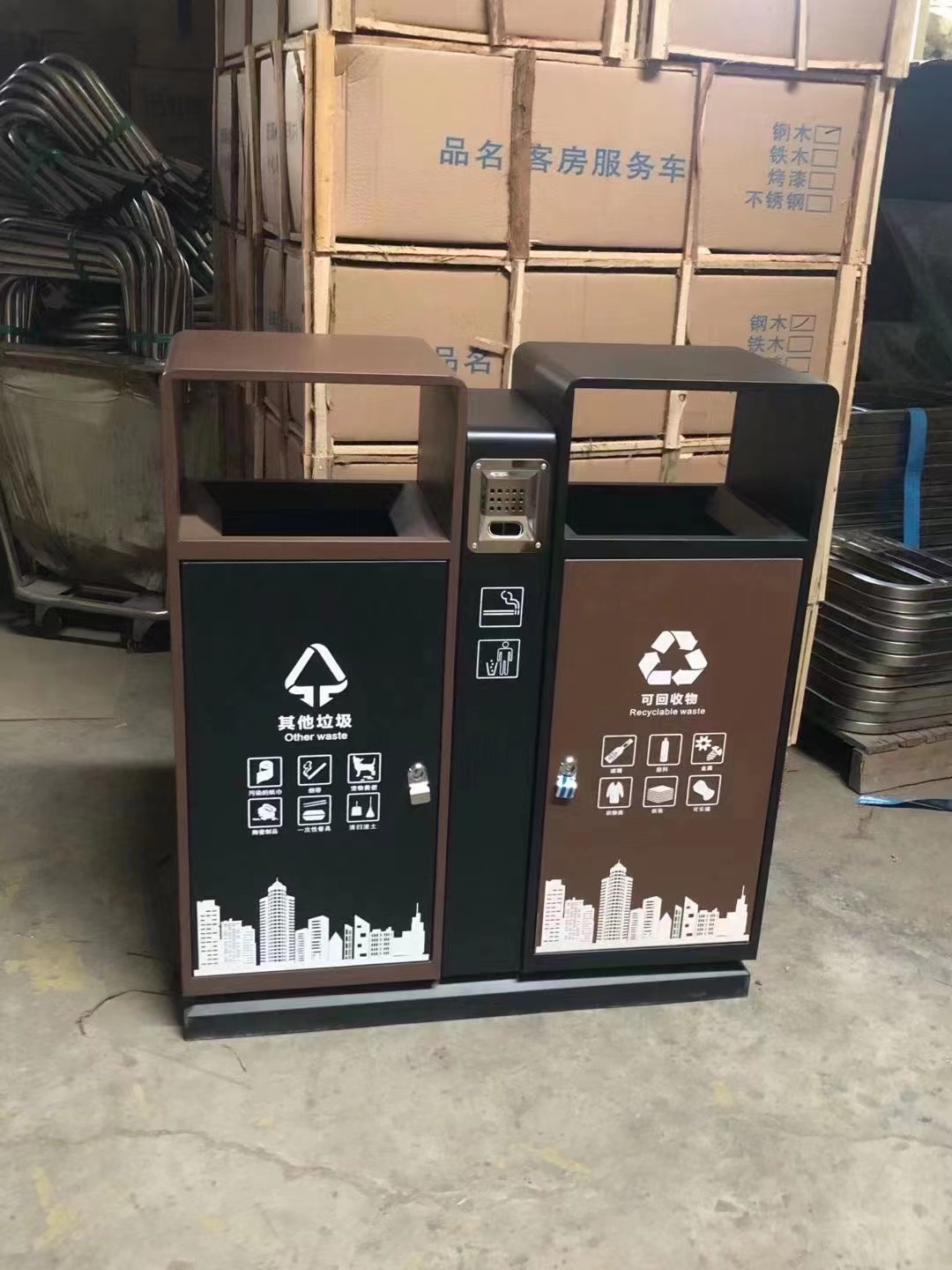 武汉小区分类垃圾桶 户外不锈钢环保果皮箱
