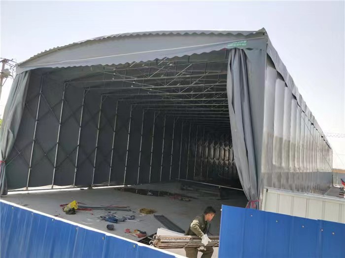 贵州遵义 移动仓储蓬 室外移动停车棚推拉雨篷 桂盛钢结构厂家定制