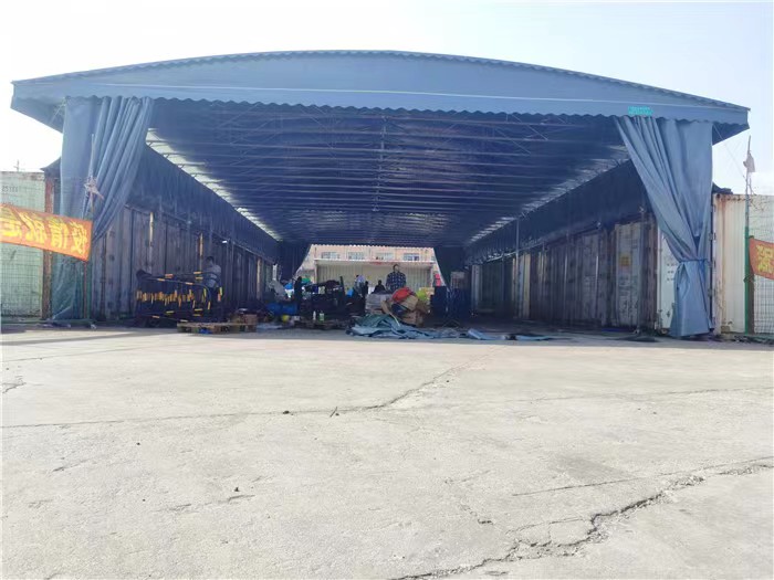 梅州桂盛工厂移动雨棚电动伸缩雨蓬仓储物流遮阳篷