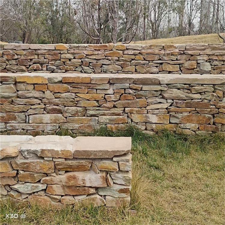 浆砌片石护坡 垒墙石条 黄木纹干垒石墙