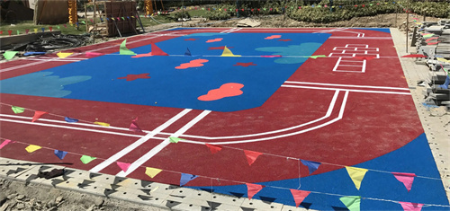 定海篮球场塑胶地坪复合型跑道橡胶地面施工