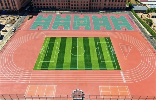 崇川硅pu材料球场设计学校建设新国标塑胶篮球场