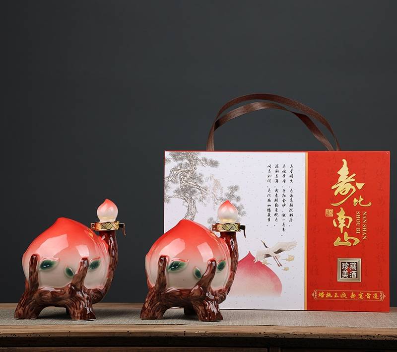 景德镇中式陶瓷酒瓶1斤2斤5斤10斤寿桃珍藏空酒瓶定制厂