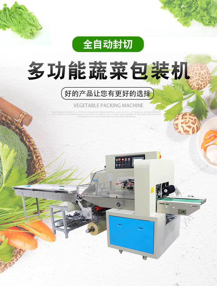 广东勇川YC-600蔬果包装机叶菜套袋打包机瓜果青菜伺服枕式包装机