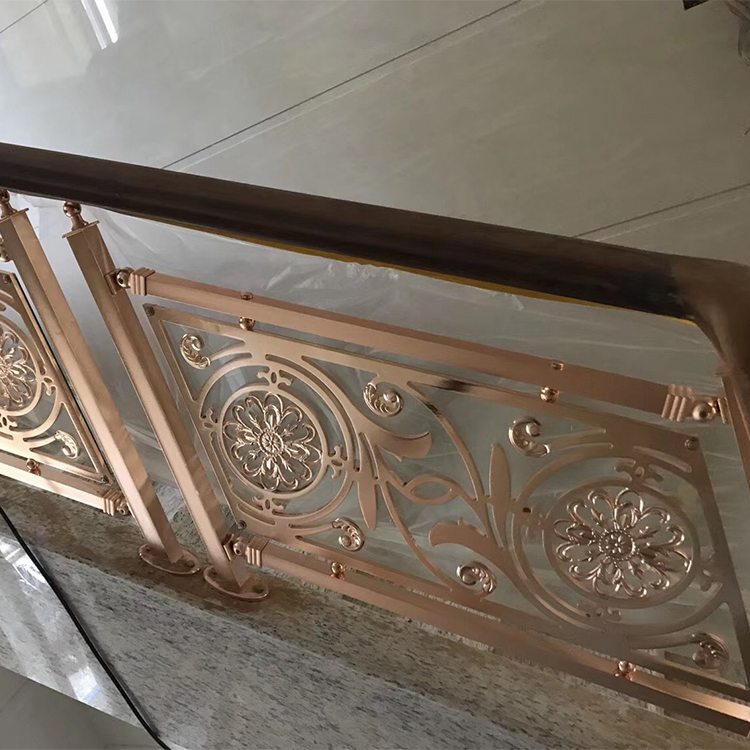 私人定制设计时尚铜艺雕花楼梯护栏 浙江案例实拍