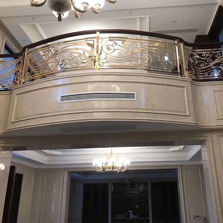 欧式设计简约系列装饰室内铜板铝板楼梯K金护栏