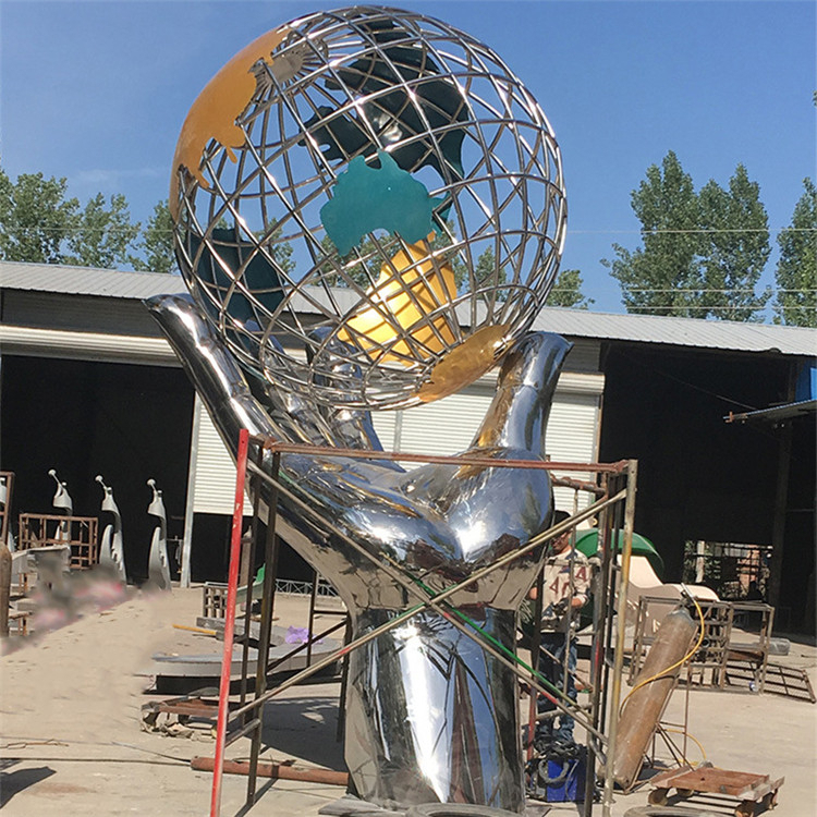 不锈钢地球仪雕塑 镂空地球仪雕塑