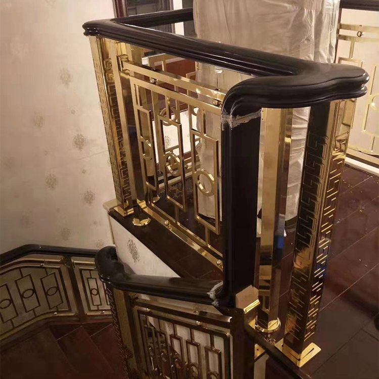 实用美观装饰 铝板电镀钛金楼梯护栏扶手 溢升安装