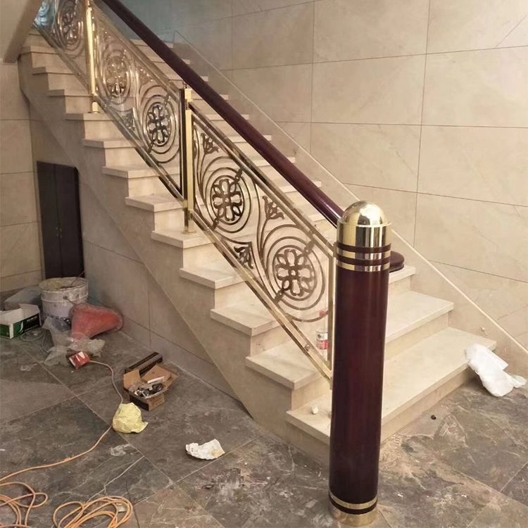 定制款设计楼梯扶手铝栏杆安装用于酒店宾馆场所