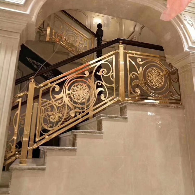 室内钛金铝缕空楼梯护栏扶手设计订做 实心型材料