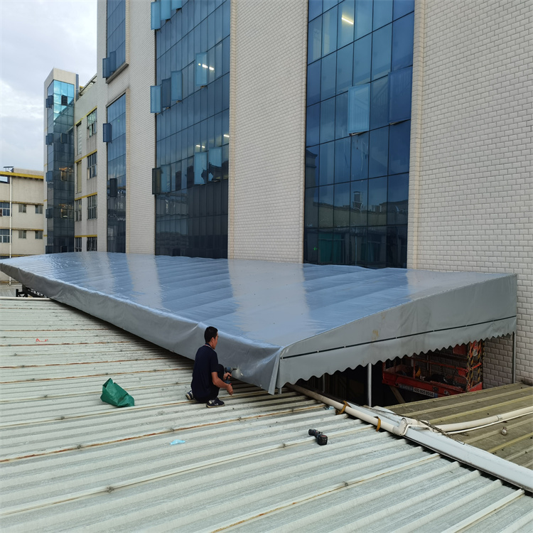 楼顶电动雨棚 工厂移动雨棚 膜结构防雨