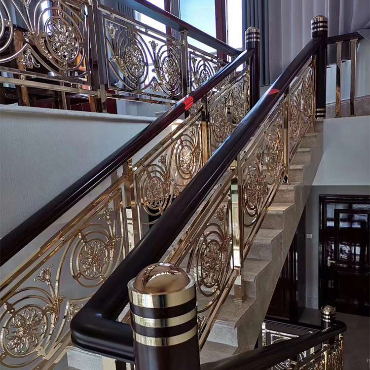 厂家订制别墅室内铝楼梯扶手安装 来图定制