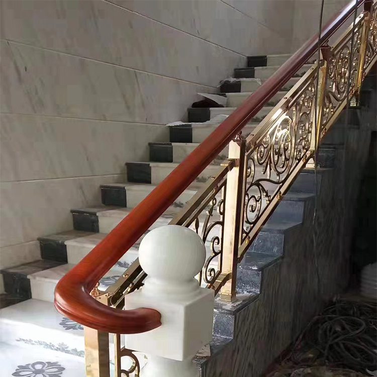太 白不锈钢设计铝板铜雕室内楼梯护栏扶手 安装