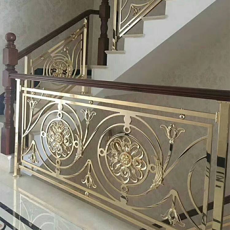 新中式华丽铝艺雕花楼梯扶手装饰 时尚豪华金属护栏