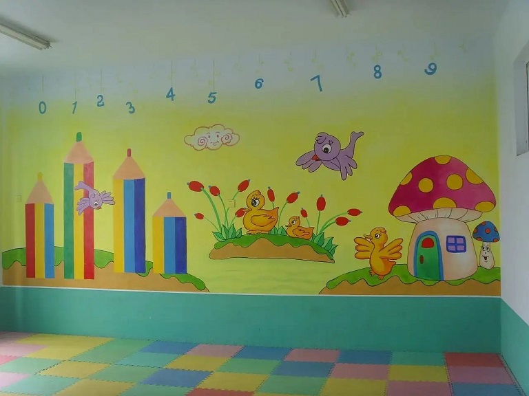 陕西西安墙面彩绘工程，幼儿园墙绘，外墙手绘，手绘工程