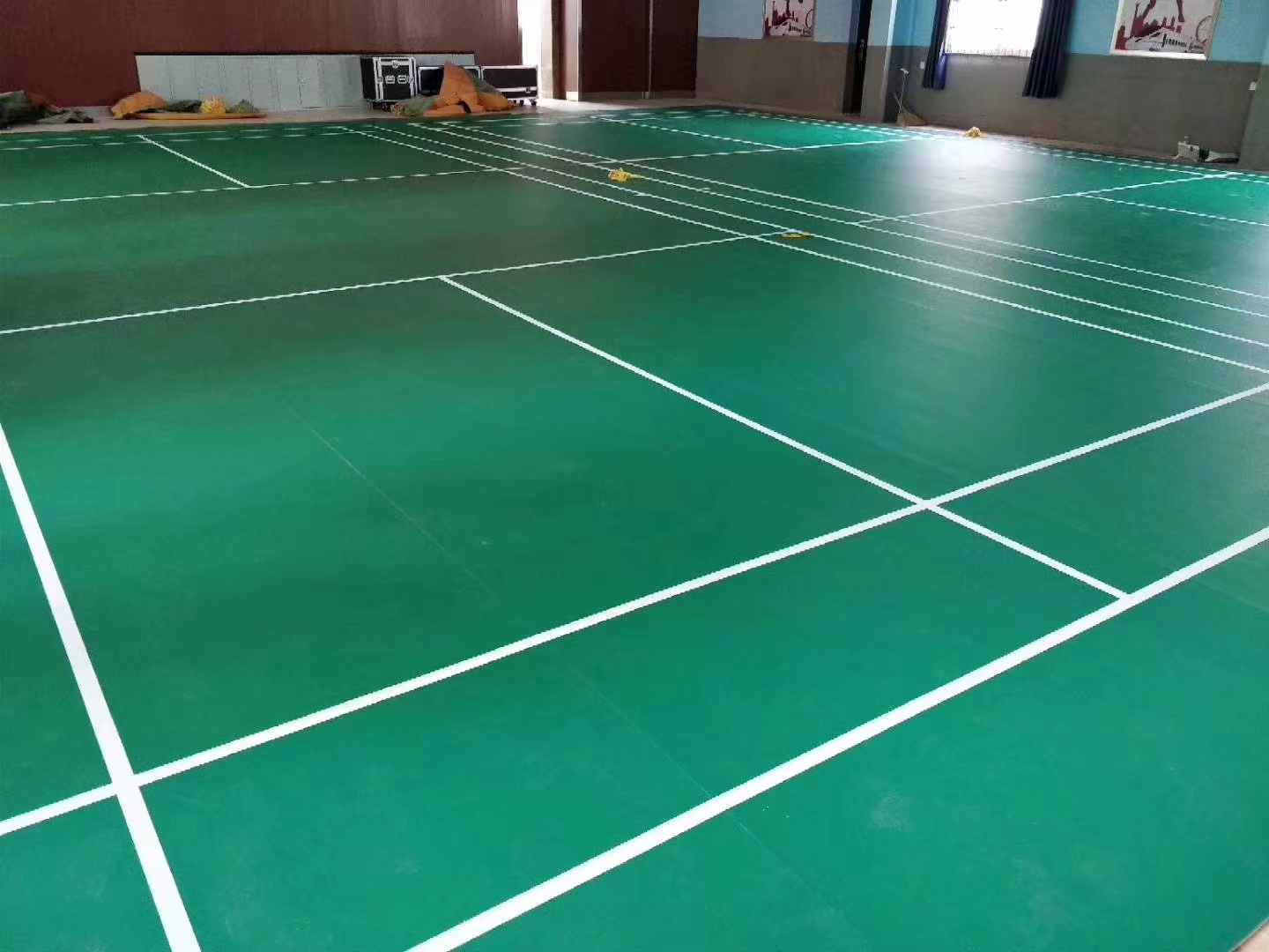 PVC羽毛球场乒乓球场地 运动地胶 地板革 篮球场PVC运动塑胶地板