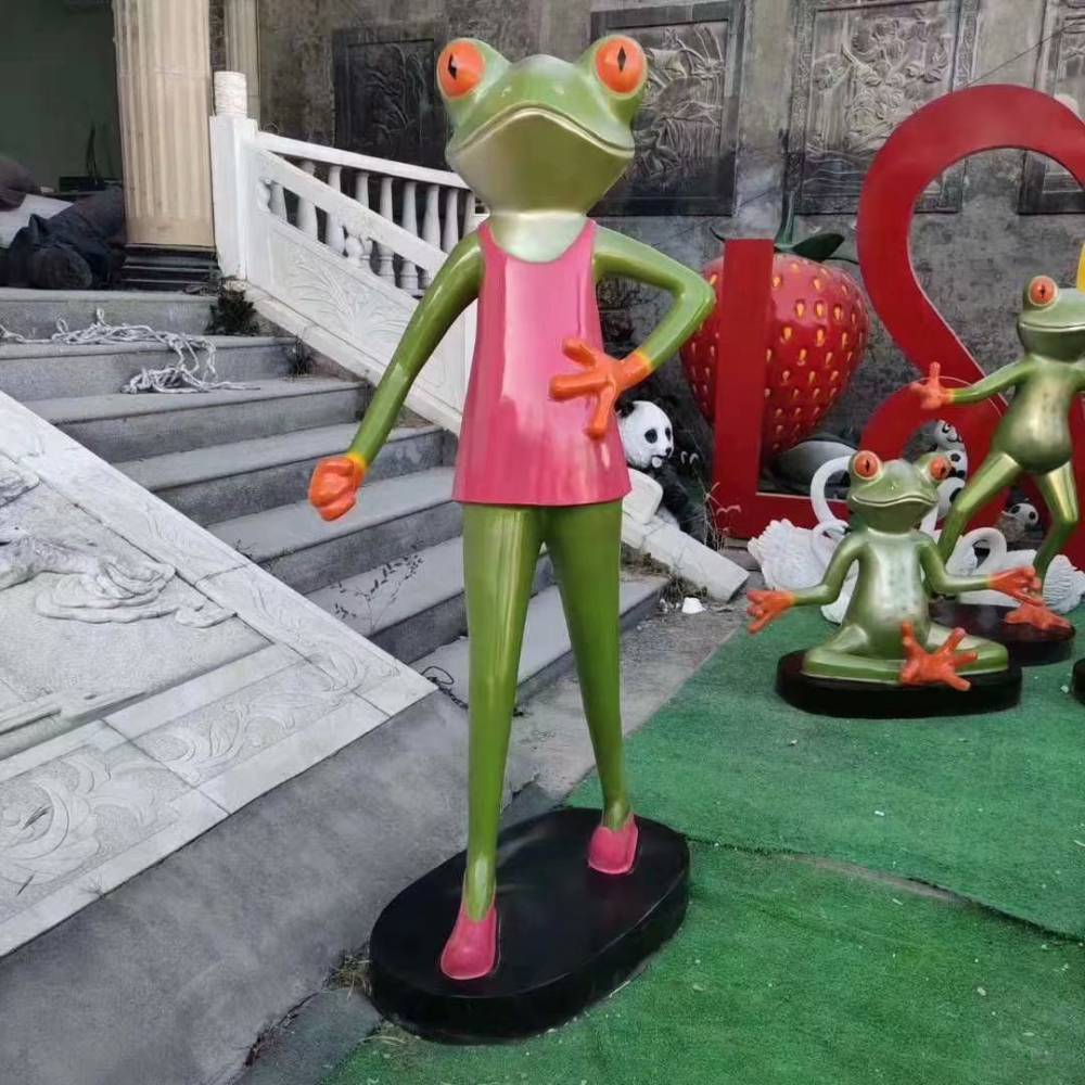 不锈钢卡通青蛙雕塑动物青蛙雕塑摆件
