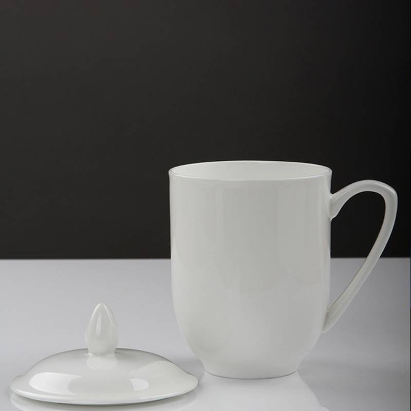 纯白陶瓷茶杯骨瓷春节活动礼品盖杯定制图案