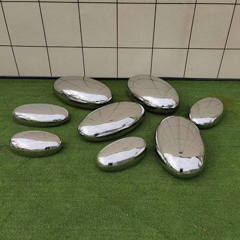 不锈钢镜面石头雕塑 不锈钢鹅卵石雕塑