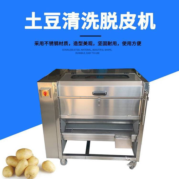 土豆清洗脱皮机JYTP-80商用不锈钢萝卜去皮机 洗姜机 芋头清洗机